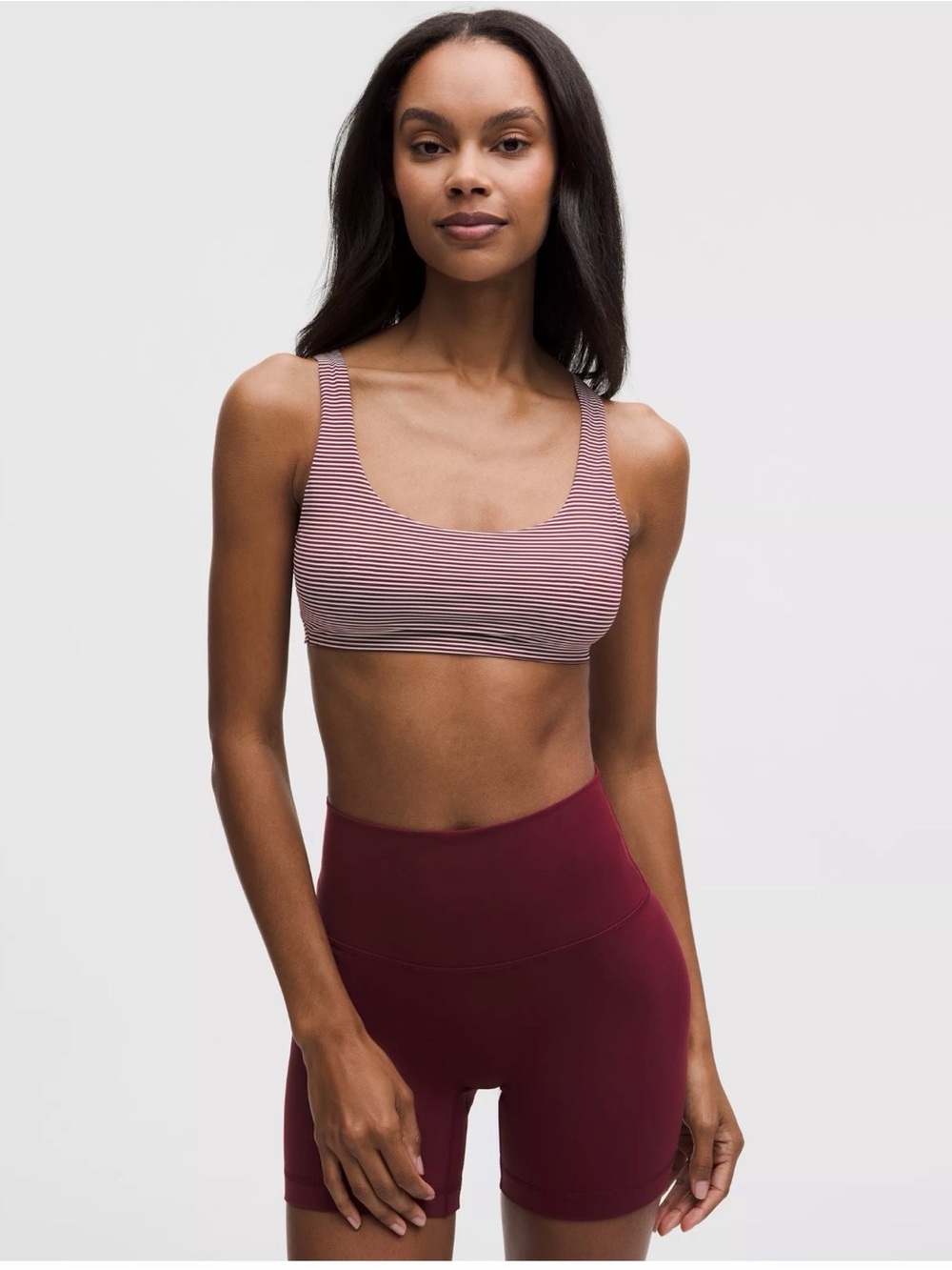 lululemon Nulu Racerback Bralette *A-D Cups Trim Stripe Burgundy Bay Coconut